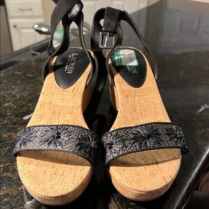 Ralph Lauren Black Floral Wedges